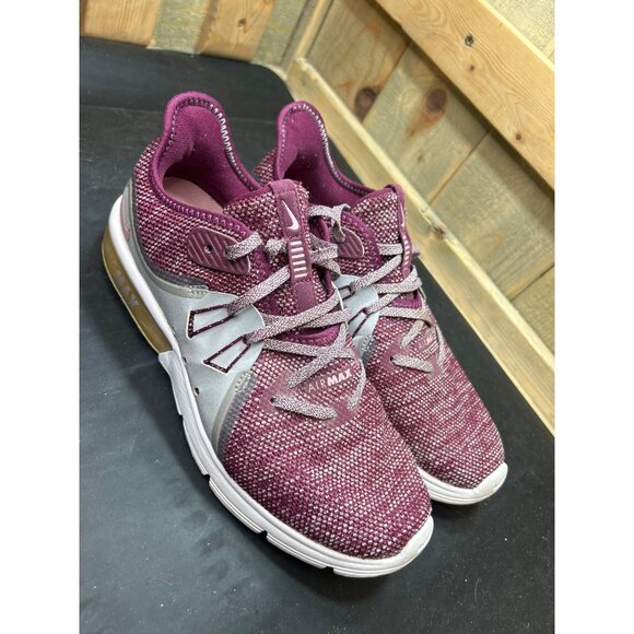 Nike Air Max Sequent 3 Womens Running Shoes Size 7.5 Purple Knit - Picture 2 of 9